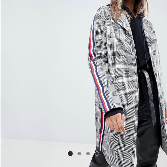 ASOS Jackets & Blazers - ASOS Slim Coat in Mono Check with Sports Trim